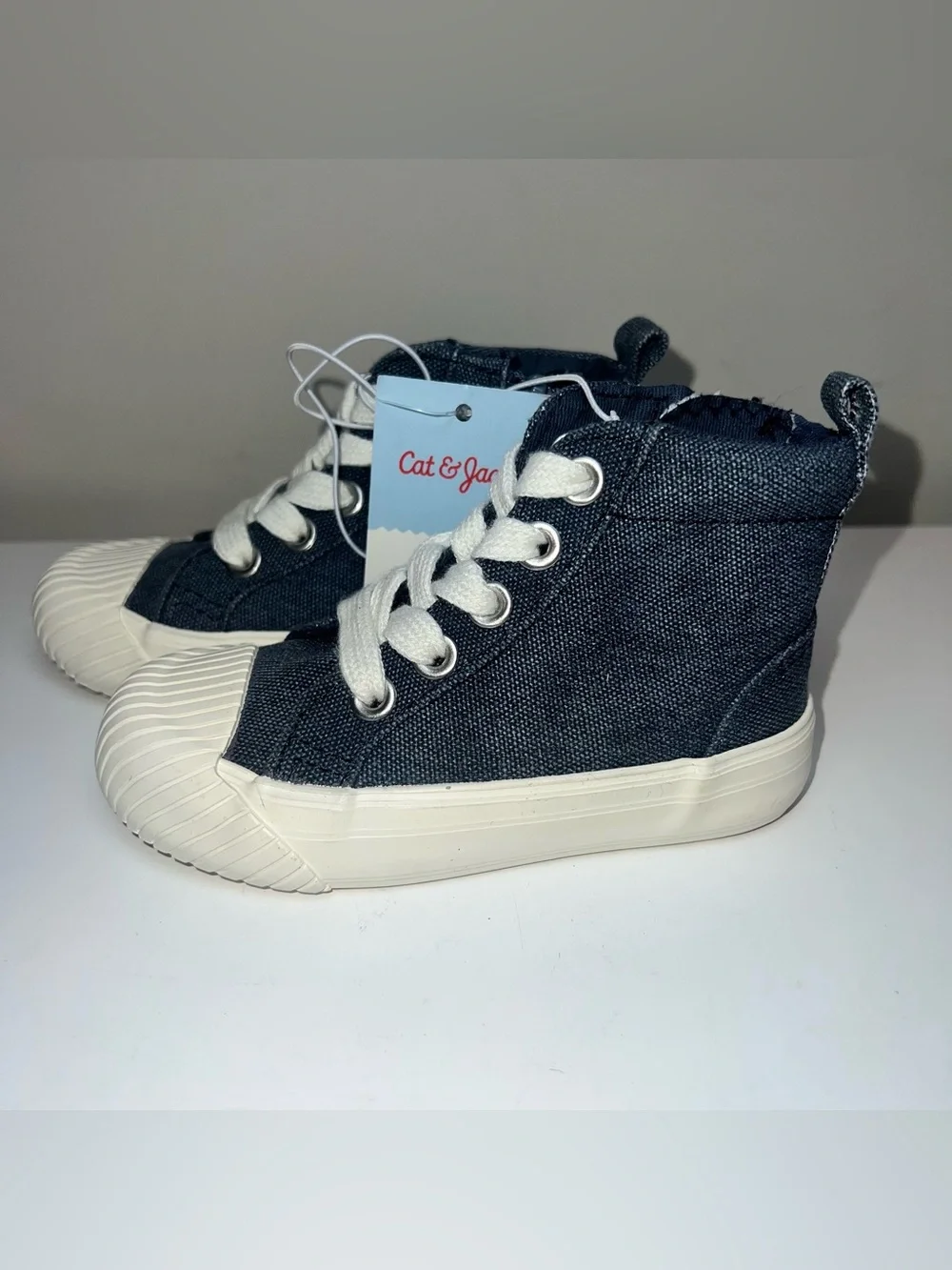 Target Cat & Jack Navy and White High-Top Kids Sneakers